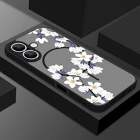 Hard Matte Magnetic Case For iPhone 16e 16 15 Pro Max 14 13 Pro For Magsafe Wireless Charge Small Flowers Print Phone Cover iPhone 14