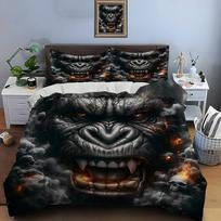 Dark-Themed Angry Giant Ape Print Soft Comfortable Duvet Cover Bedding Set Included 1*Duvet Cover  2*Pillowcases Luxury Gifts EU Twin 135X200cm&set
