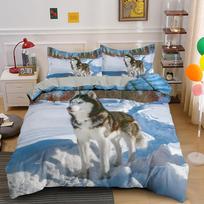 Lovely Husky Duvet Cover Set 3D Puppy Dog Husky Bedding Set Cute Dog Quilt Cover Twin Single Queen King Size Fashion Modern Gift EU single(135x200cm)