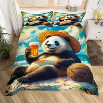 German Shepherd Dog Duvet Cover Set Twin,Nautical Lighthouse Cute Animal Bedding Set,Ocean Beach Hawaii Summer Comforter Cover EU Single(135x200cm)