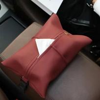 Wear-resistant Car Armrest Tissue Pouch High-grade Tissue Storage Case  Car Seat Head Back vyno raudonos spalvos