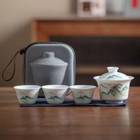 White Porcelain Tea Tureen Portable Gaiwan Set Picnic Outdoor Tea Set Practical Opening Business Souvenir Gift for Clients Funny