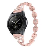 Metal Diamond Strap for Samsung Watch 7 6 5 4 FE Huawei GT5/4/3/2 Quick Release Metal Belt for Amazfit Active 2/GTR 4/GTS 4 Band 22mm rožinė
