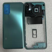 For Xiaomi Redmi Note 10 5G Phone Housing Middle Frame+Battery Back Cover Panel Lid Rear Door+Camera Lens+SIM Card Tray žalia