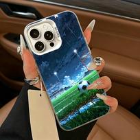 Football pattern Phone Case For iPhone 11 12 13 14 15 16Pro Max Plus white Sliver  Phone Cover iPhone12