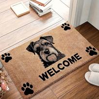 Hot Sale Schnauzer Pet Theme Welcome Area Rug Non Slip Wear-Resistant Decorative Floor Carpet for Living Room Bedroom Entryway 40x60cm
