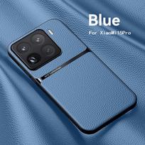 For Xiaomi 15T 15T Pro Max Case Men's and Women's Plain Leather Magnetic Hole Lens Anti-fall Cover for Xiaomi 15t Pro Funda xiaomi 15T Pro dangaus mėlyna spalva