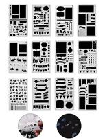 12 Pcs/Set  Stencil Set Plastic Planner DIY Drawing Template for Diary Not šviesiai pilka spalva