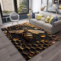 Cute Honeybee Cartoon Area Rug – Non-Slip Insect Design Carpet for Living Room & Bedroom | Home Sofa Decor, Kids Play Floor Mat 60x90cm(23x35in)