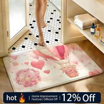 Soft Absorbent Non-Slip Rug Art Hot Air Balloon Floor Mat Home Decor Doormat Bedroom Floor Mat Shower Carpet 40x60cm