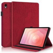 Coque for Samsung Tab S11 Case 11 Inch Embossed Tree Leather Wallet Flip Cover for Funda Galaxy Tab S11 Case Cover Sm-x730 X736b Tab S11 11 inch raudona