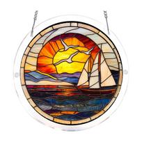 2D Acrylic Suncatcher Wind Chime Hanging Ornament with Mountain River Night Sky Design Acrylic Decorative Gift Hanging Accessory One Size
