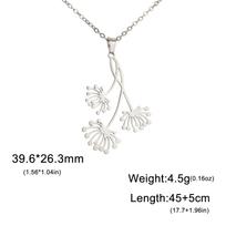 Dandelion Flower Pendant Necklace, Stainless Steel Minimalist Plant Jewelry, Delicate Chain Gift for Women Nature Lovers 45cm