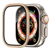 Tempered Glass For Apple Watch band ultra 49mm Screen Protector Anti-Scratch Glare HD Full Film Metal Bumper iWatch Ultra 49mm Ultra 49mm auksas