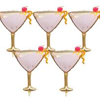 5Pcs Pink Martini Glass Foil Balloons, Elegant Cocktail Goblet Mylar Balloons with Bowknot, Aesthetic Party Decorations for Women Other