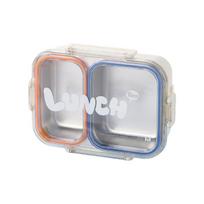 Food Grade Stainless Steel Lunch Box 2/3 Compartments Sealed Design Divided Lunch Plate Leakproof with Spoon Fork