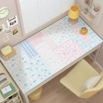 Leather Desk Pad Protector Fruit Grid Strawberry Pink Girl Mouse Pad Office Desk Mat Waterproof Non-Slip PU Desk Blotter Pad 21X26CM