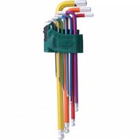 L-tipo šešiakampių vidutinių, raktų rinkinys 9vnt. (spalvoti)(1.5-10mm) CL402112