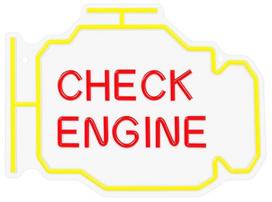 Dekoracija Neolia Check Engine su LED apšvietimu, 30 cm, 40 cm, raudona sp./geltona sp.