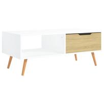 vidaXL Kavos staliukas, baltos ir ąžuolo spalvos, 100x49,5x43cm, MDP