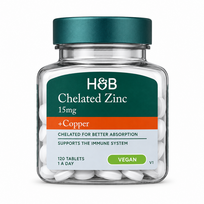 Holland & Barrett Chelated Zinc + Copper, 15 mg – 120 tablečių