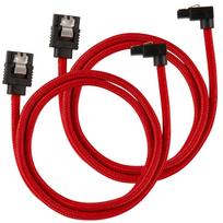 Corsair Premium Sleeved SATA cable angled, red 60cm – 2 pack