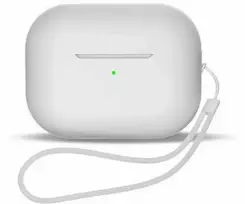 Hurtel silikoninis dėklas AirPods 1 / AirPods 2 + wrist strap lanyard – baltos spalvos