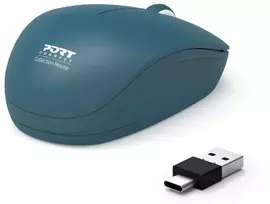 Port Designs „PORT CONNECT“ belaidė kolekcijos pelė, USB-A ir USB-C adapteriai, 2,4 GHz, 1600 DPI, „Saphir“