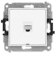 Karlik Elektrotechnik 25MGKBO-3 MINI Vieno kompiuterio lizdo mechanizmas 1xRJ45, kat. 6, 8 kontaktų, be aprašymo lauko baltas matinis 25MGKBO-3