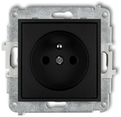 Karlik Elektrotechnik 12IGP-1zp ICON Vieno lizdo mechanizmas su įžeminimu 2P+Z (srovės kelio sklendės) matinė juoda 12IGP-1zp