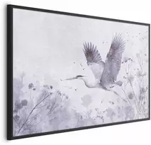 Artgeist Plakatas - Majestic Flight - crane in flight in a monochromatic, cool color palette