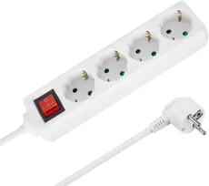 Prailgintuvas 4 lizdai 3m vokiško tipo su jungikliu (3x1.5mm) Rebel balta