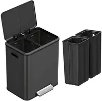 Songmics Šiukšliadėžė juoda 2 x 15 l