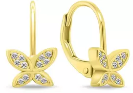 Brilio Silver Auksu padengti kabantys auskarai su cirkoniais Butterfly EA1272Y