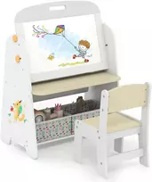 Koduva Vaikų stalas ir kėdė, 4-in-1 meno lenta, natūrali