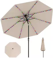Koduva 290 cm saulės skėtis su LED šviesomis, smėlio spalva