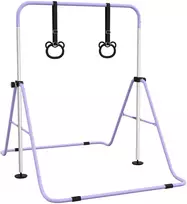 Aosom Vaikiška gimnastikos skersinė su žiedais 148x105x88-128 cm Rožinė Plienas