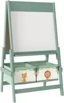 Aosom Vaikiška molbertas 3-in-1, lenta, baltoji lenta, popieriaus ritinys, 54x46x94 cm, žalia, medis