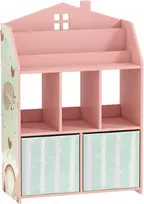 Aosom Vaikiška knygų lentyna su 2 audinio stalčiais 62,5x30x91,5 cm rožinė MDF