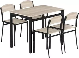 Aosom Valgomojo komplektas 5 dalių valgomojo stalas su 4 kėdėmis 100x63x76,5 cm juodas
