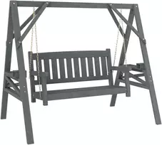 Aosom Sodo supynės suoliukas 2 vietų 183x120x160 cm Pilka mediena