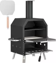 Aosom Lauko picos krosnis 55,5x47x66 cm juoda nerūdijančio plieno