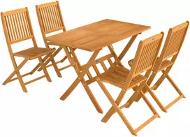 Lauko baldų komplektas Aosom Sodo baldų komplektas 5 dalių, sulankstomas, akacijos mediena, 120x70x75 cm, natūrali, lamelių dizainas