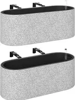 Aosom Vazonų rinkinys pakabinami gėlių vazonai 42x16x15 cm pilka plastikas