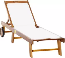 Aosom Gultas 198x55x30-88,5 cm Natūrali+Balta Akacijos mediena