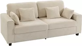 Aosom Sofa 3 vietų 211,5x85x90 cm smėlio spalvos aksominis apmušalas