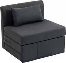 Fotelis Aosom Sofa-lova 80x203x74 cm Tamsiai pilka lininė medžiaga