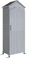 Aosom Sodo laikymo spintelė 85x58x213 cm Pilka mediena ir metalas