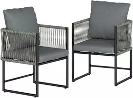 Lauko baldų komplektas Aosom Sodo kėdžių komplektas 52x52x66 cm Tamsiai pilka Plienas ir PE ratanas