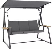 Aosom Sodo supynės 3 vietų su reguliuojamu stogeliu 222x131x175 cm pilkas metalas